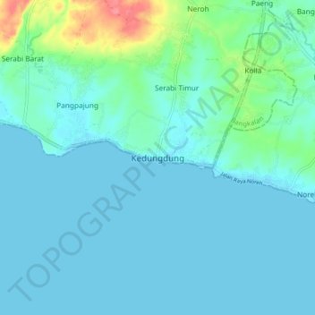 Mapa topográfico Kedungdung, altitude, relevo