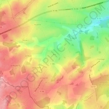 Mapa topográfico Aire, altitude, relevo