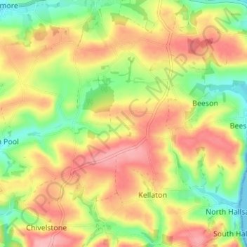 Mapa topográfico Dunstone, altitude, relevo