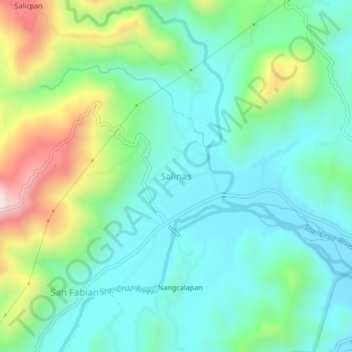 Mapa topográfico Salinas, altitude, relevo