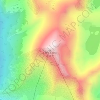 Mapa topográfico Cerro Cachil, altitude, relevo