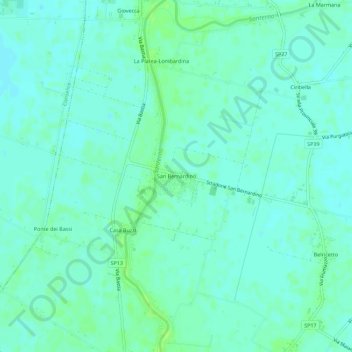 Mapa topográfico San Bernardino, altitude, relevo