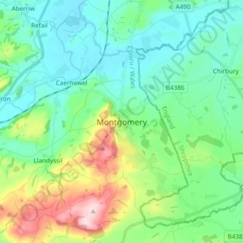 Mapa topográfico Montgomery, altitude, relevo