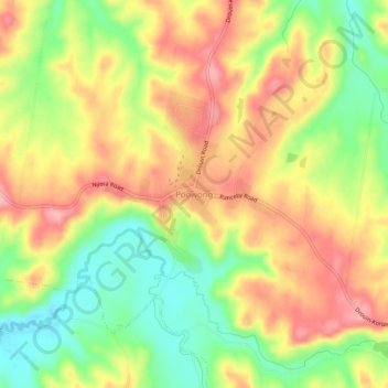 Mapa topográfico Poowong, altitude, relevo