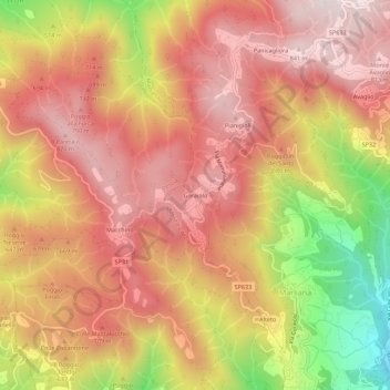 Mapa topográfico Goraiolo, altitude, relevo