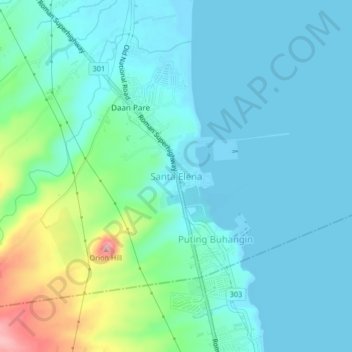 Mapa topográfico Santa Elena, altitude, relevo