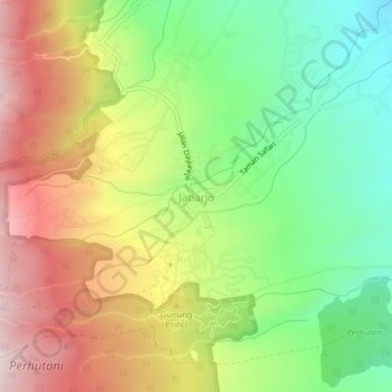 Mapa topográfico Jatiarjo, altitude, relevo