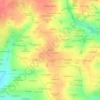 Mapa topográfico Les Frotz, altitude, relevo