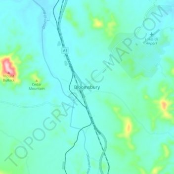 Mapa topográfico Bloomsbury, altitude, relevo