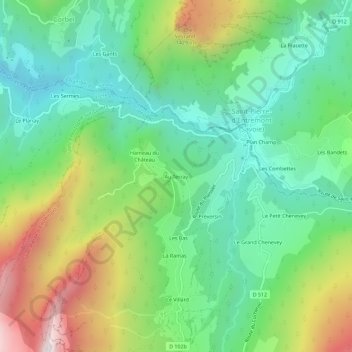 Mapa topográfico Au Terray, altitude, relevo