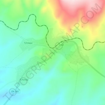 Mapa topográfico Lépi, altitude, relevo
