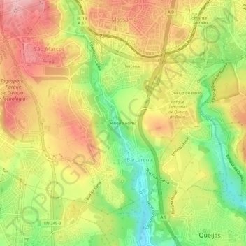 Mapa topográfico Ribeira Acima, altitude, relevo