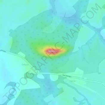 Mapa topográfico Cerro Brujo, altitude, relevo
