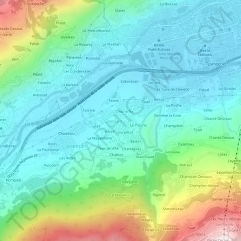 Mapa topográfico Paquier, altitude, relevo