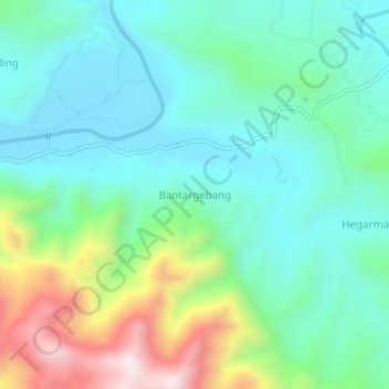 Mapa topográfico Bantargebang, altitude, relevo