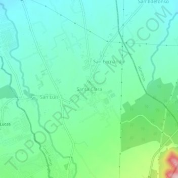 Mapa topográfico Santa Clara, altitude, relevo