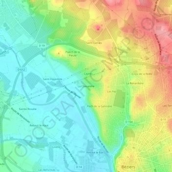 Mapa topográfico La Chevalière, altitude, relevo