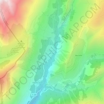 Mapa topográfico Clavans-le-Haut, altitude, relevo