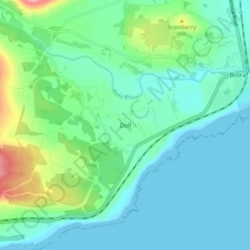 Mapa topográfico Doll, altitude, relevo