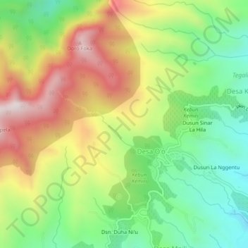 Mapa topográfico Donggo, altitude, relevo
