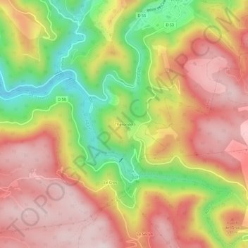 Mapa topográfico Thérondel, altitude, relevo