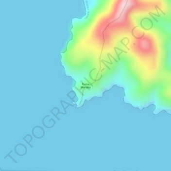 Mapa topográfico Punta Mariato, altitude, relevo