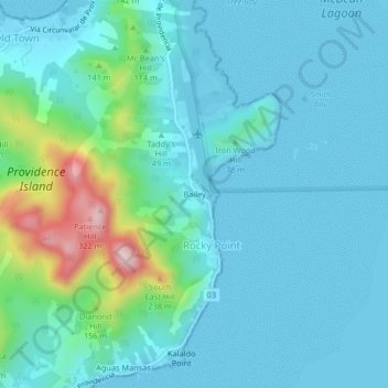 Mapa topográfico Bailey, altitude, relevo