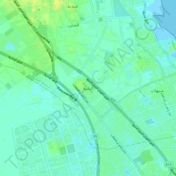 Mapa topográfico An Nabiah, altitude, relevo