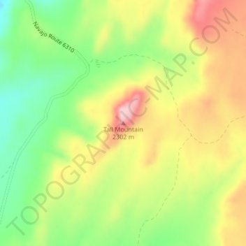 Mapa topográfico Tall Mountain, altitude, relevo