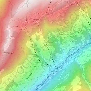 Mapa topográfico Greich, altitude, relevo