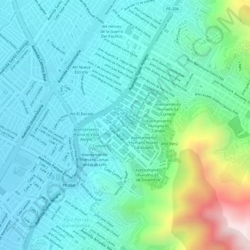 Mapa topográfico 5D, altitude, relevo