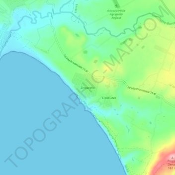 Mapa topográfico Zingarello, altitude, relevo