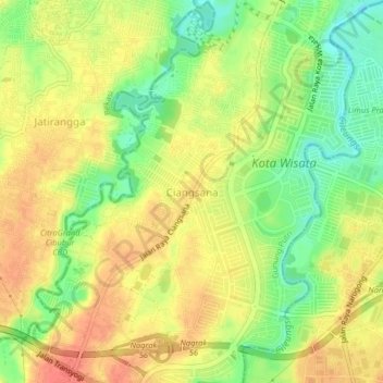 Mapa topográfico Ciangsana, altitude, relevo