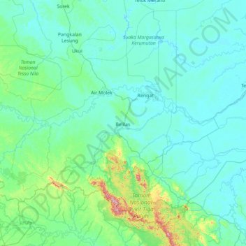 Mapa topográfico Seberida, altitude, relevo