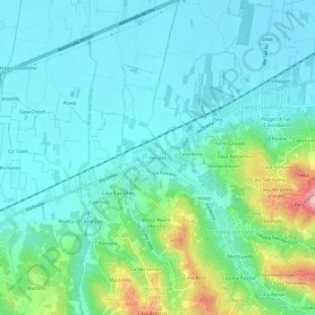 Mapa topográfico Verzate, altitude, relevo