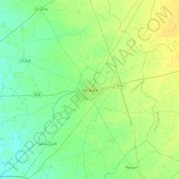 Mapa topográfico Hafizabad, altitude, relevo