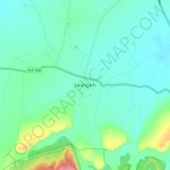 Mapa topográfico Sarangarh, altitude, relevo