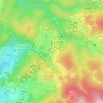 Mapa topográfico Lorien, altitude, relevo