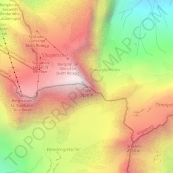 Mapa topográfico Titlis, altitude, relevo