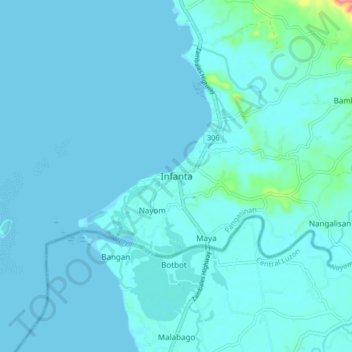 Mapa topográfico Infanta, altitude, relevo