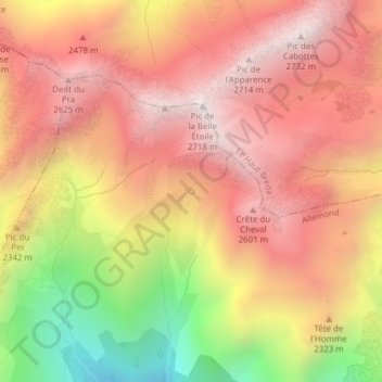 Mapa topográfico Source, altitude, relevo