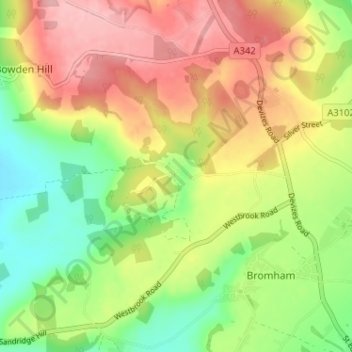 Mapa topográfico Chittoe, altitude, relevo