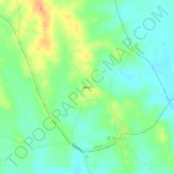 Mapa topográfico Velez, altitude, relevo