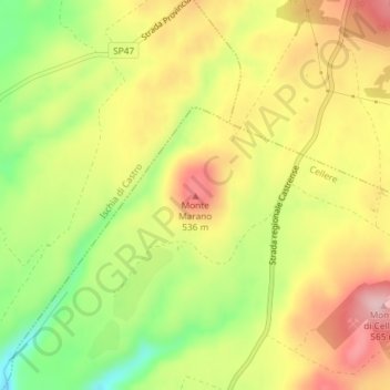 Mapa topográfico Monte Marano, altitude, relevo