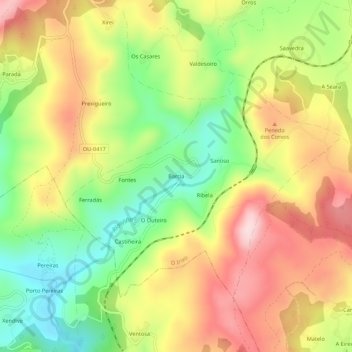 Mapa topográfico Barcia, altitude, relevo