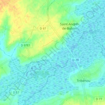 Mapa topográfico Le Quesnay de Bas, altitude, relevo