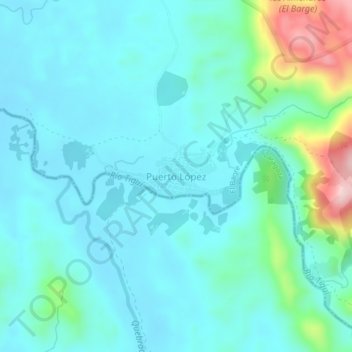 Mapa topográfico Puerto López, altitude, relevo