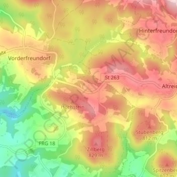 Mapa topográfico Saghäuser, altitude, relevo