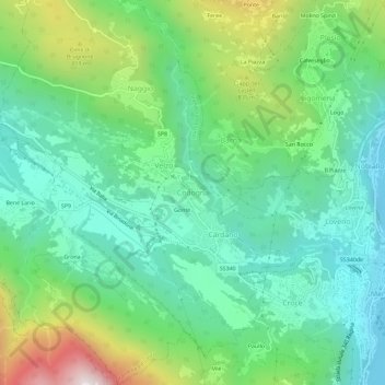 Mapa topográfico Codogna, altitude, relevo