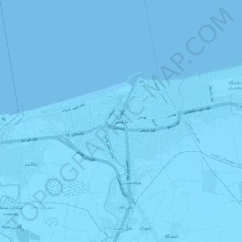 Mapa topográfico بابلسر, altitude, relevo